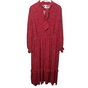 Ava and Viv Dress Women Maxi Long Boho Cottagecore Peasant Plus Size 2X Red Work